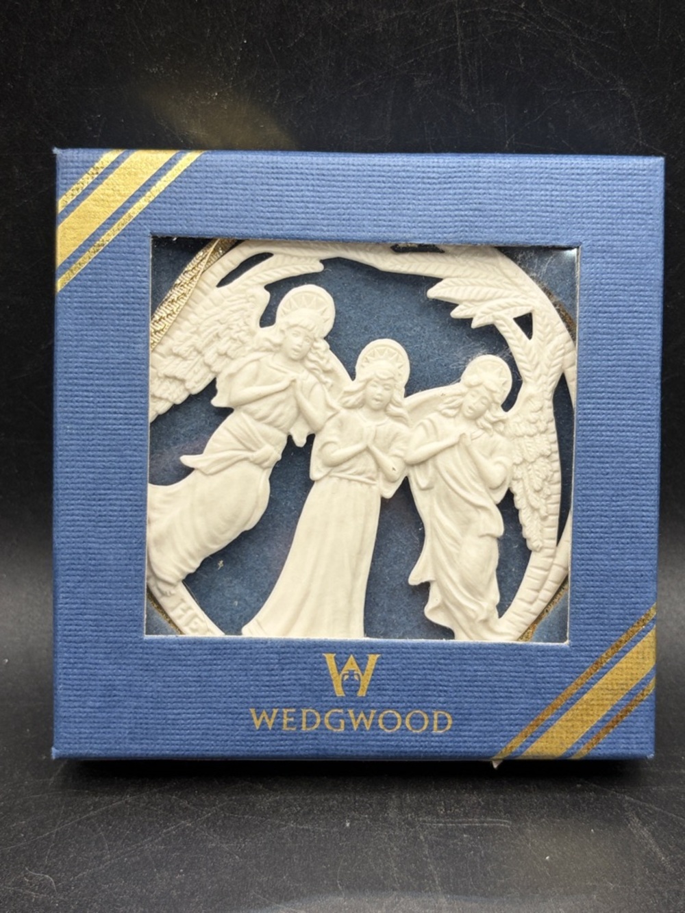Wedgwood Hark The Herald Angels Sing White Jasperware Holiday Ornament w Box